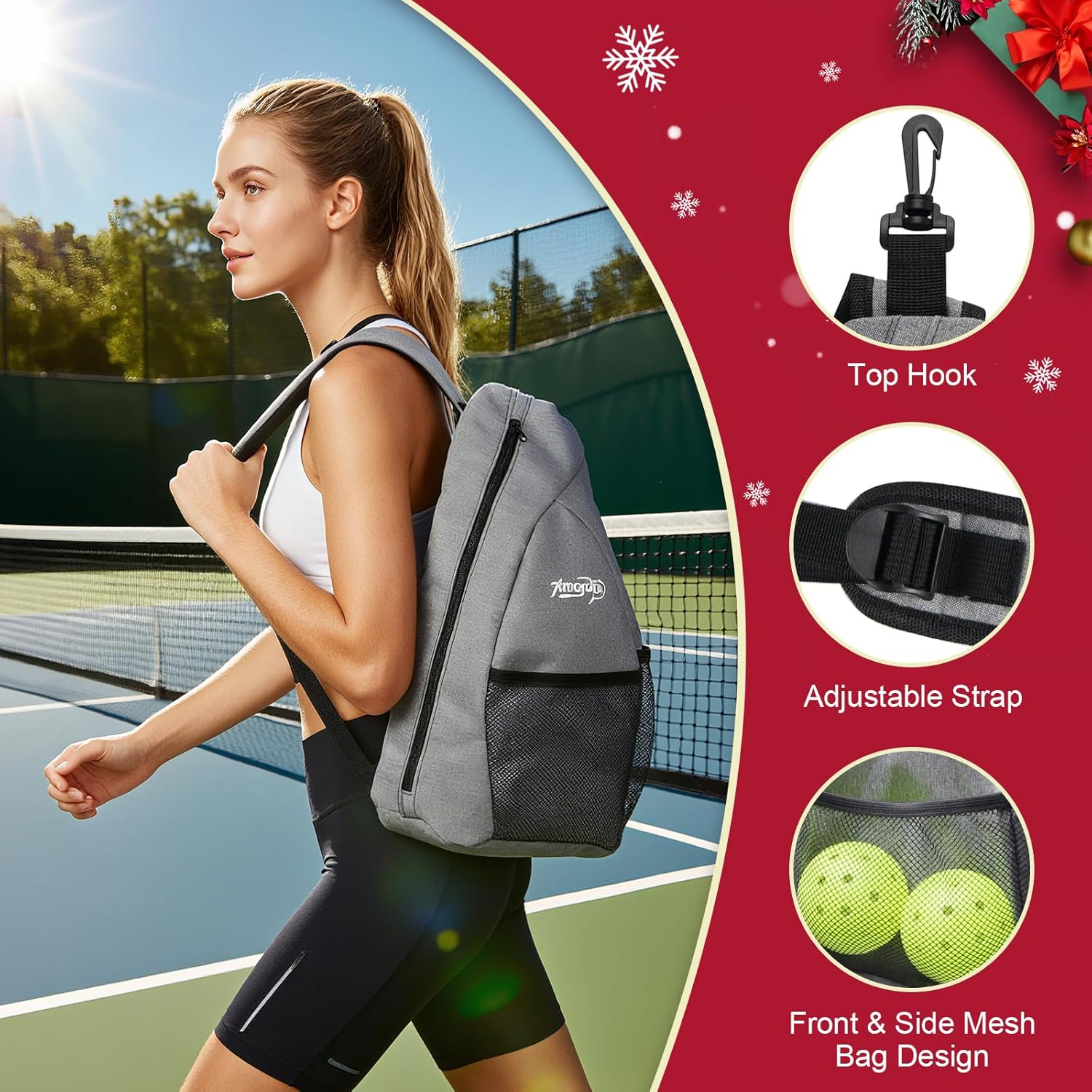 Thumbnail 4 de Amoswiz Pickleball Set of 4: 2 Adult & 2 Kid Fiberglass Paddles with Balls and Carry Bag