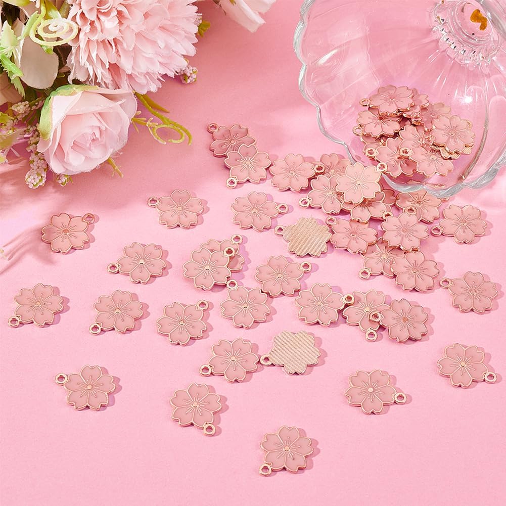 Detalle 2 de DICOSMETIC ピンク桜のエナメルフラワーチャーム 合金製・フラットバックタイプ