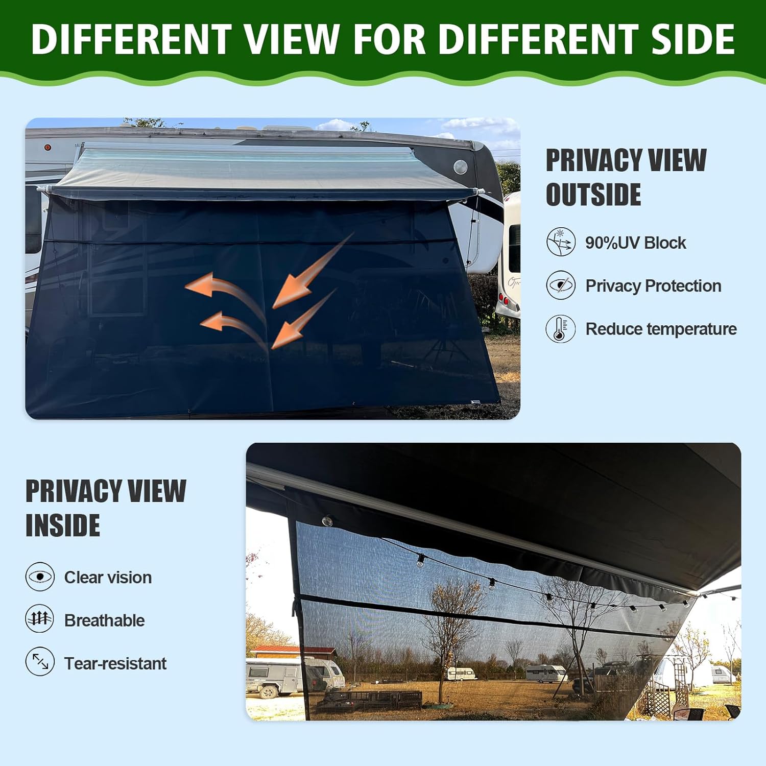 Detalle de Dulepax RV Awning Shade Screen 8' x 18'3
