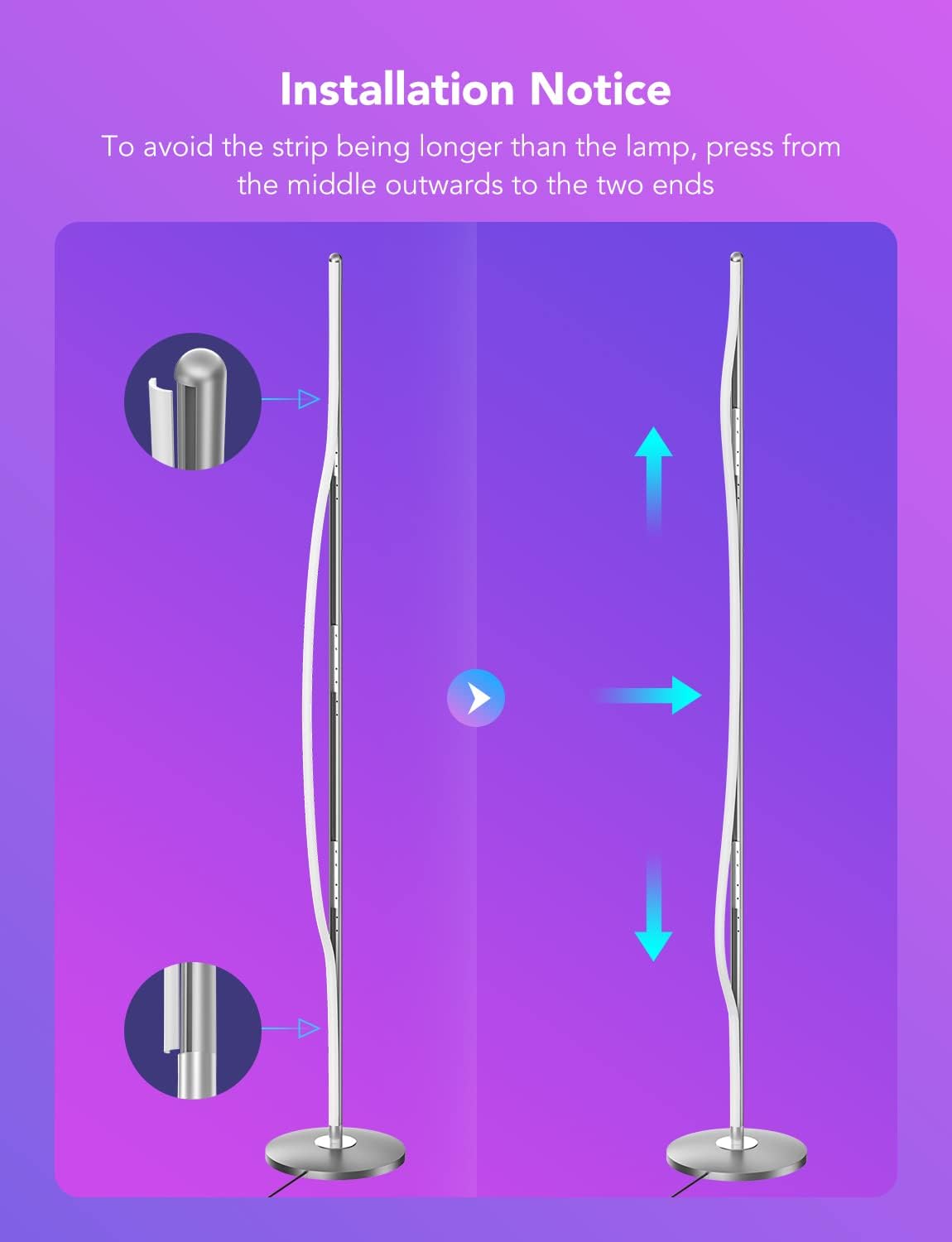 Thumbnail 6 de Govee LED Floor Lamp RGBIC (Corner Lamp, Silver) with 61 Scene Modes & Music Sync