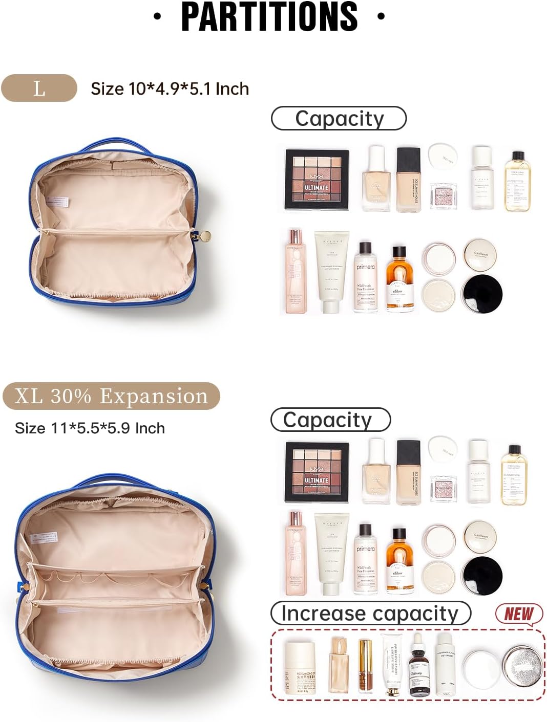 Thumbnail 2 de EACHY Travel Makeup Bag: Large Capacity, Waterproof PU Leather Organizer