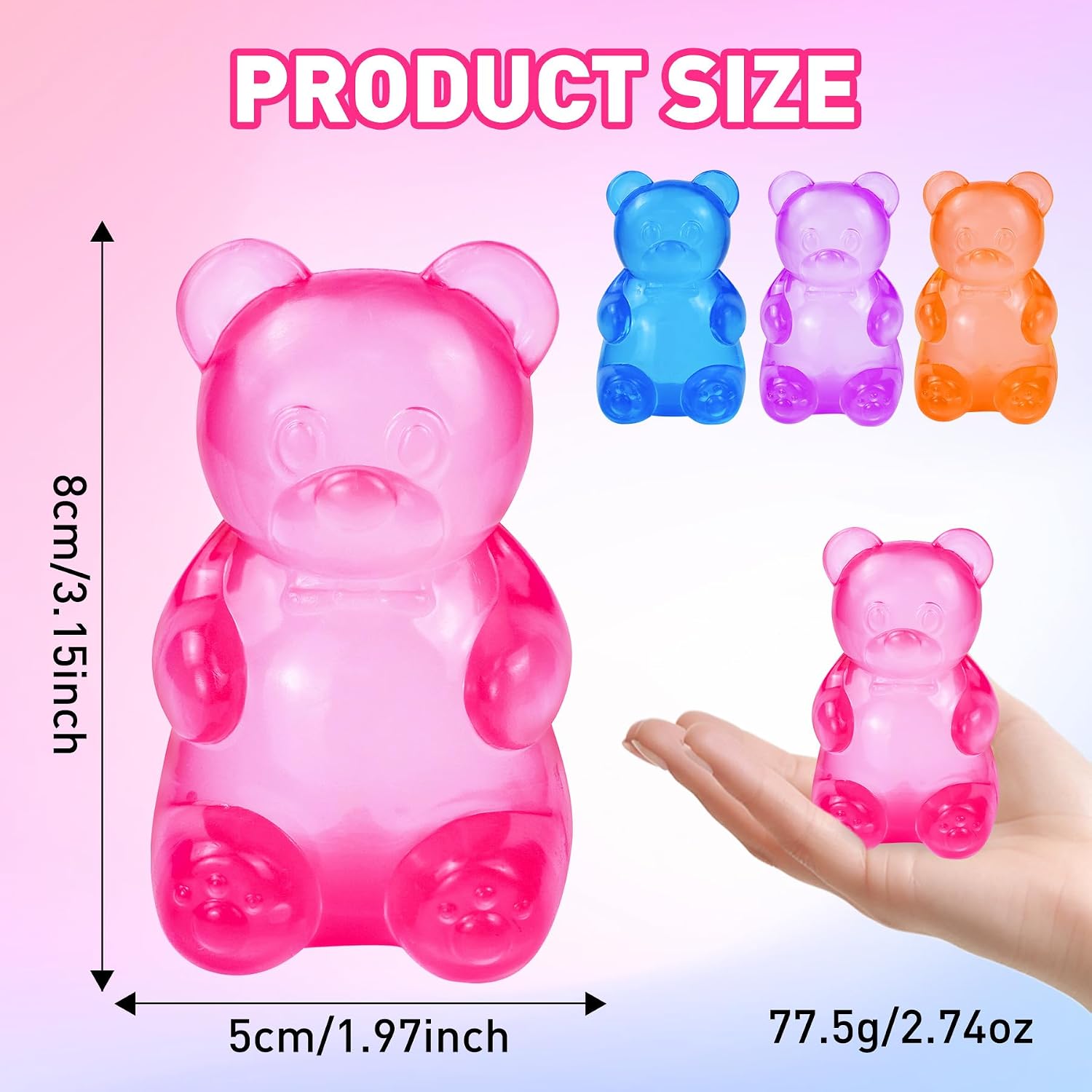 Detalle de tngtswwcv Stress Bear Squishy Toy, Rose Silicone Bear Stress Ball