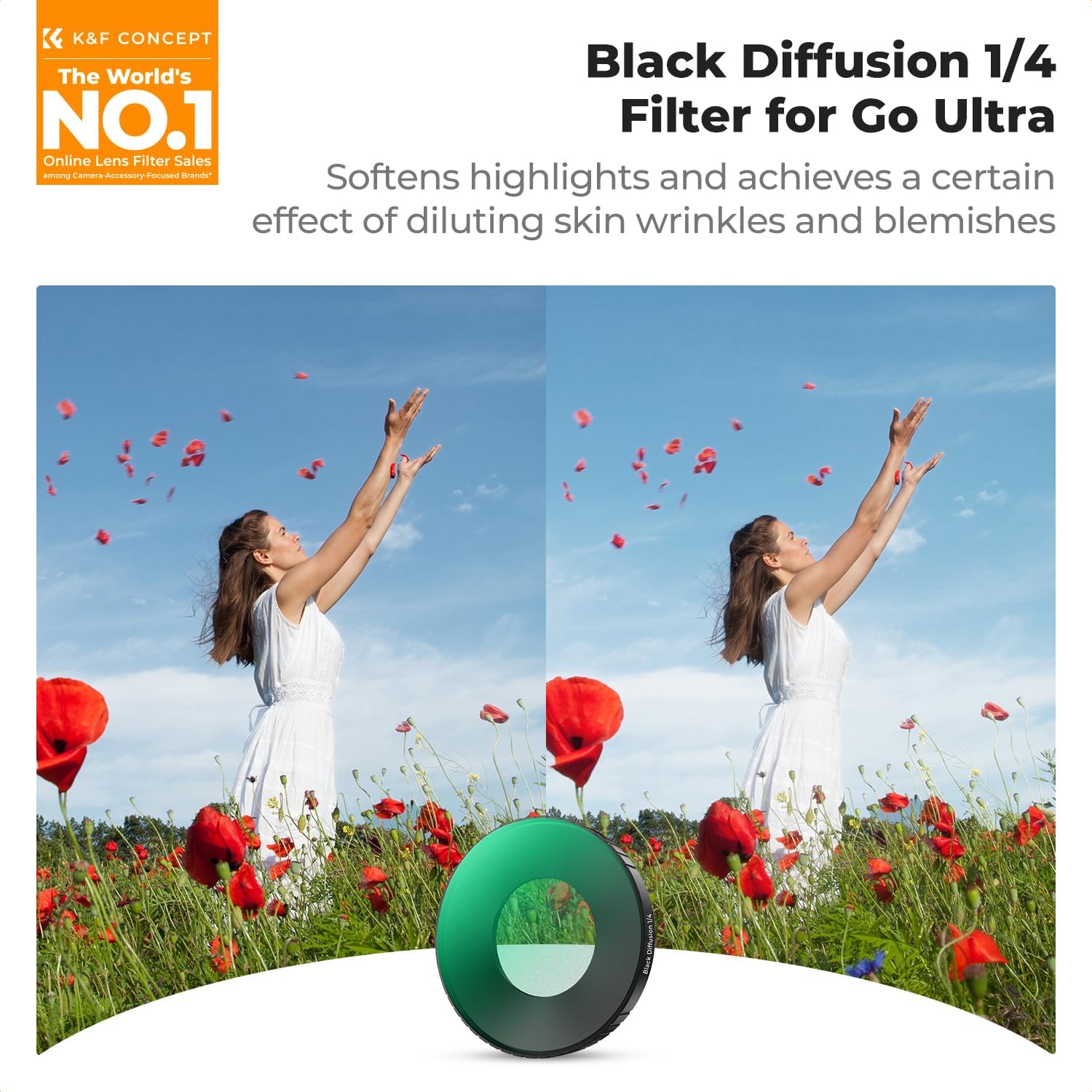 Thumbnail 1 de K&F Concept Black Diffusion 1/4 Filter for Insta360 GO Ultra