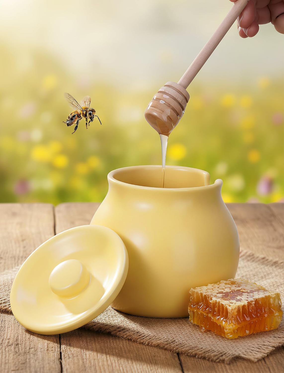 Thumbnail 1 de NiHome Ceramic Honey Jar with Dipper