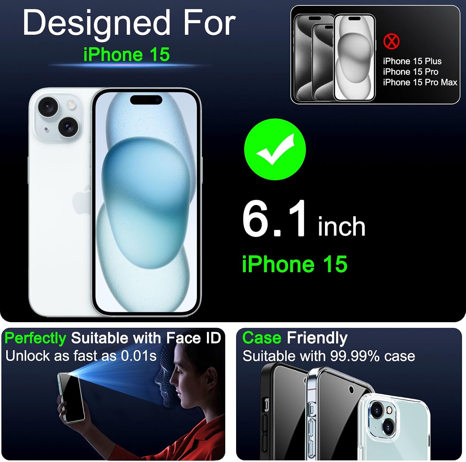 Detalle 2 de IMBZBK Protection Verre Trempé iPhone 15 6,1"
