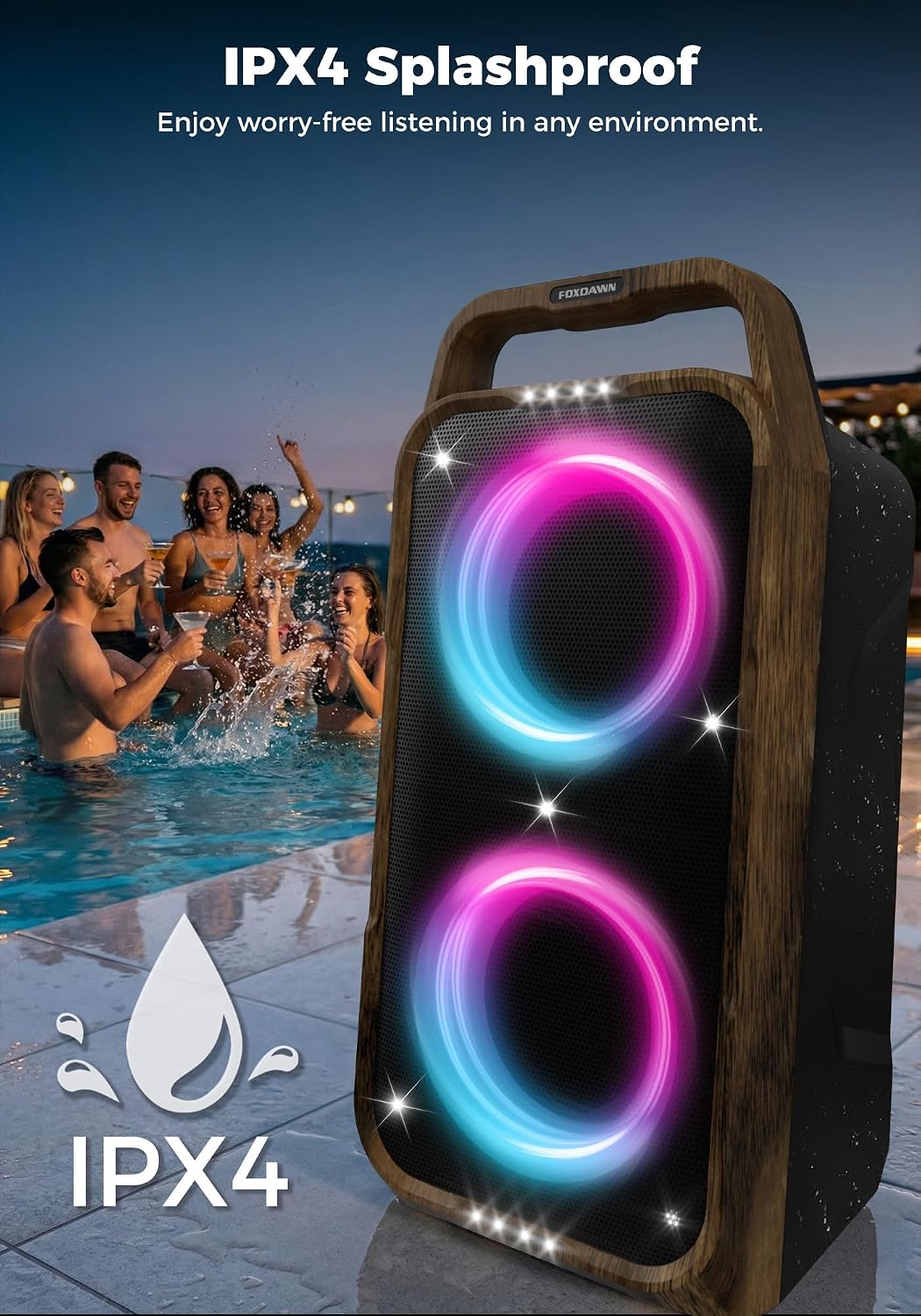 Thumbnail 6 de Foxdawn Portable Bluetooth Speaker: 240W Peak, Deep Bass, LED Light Show