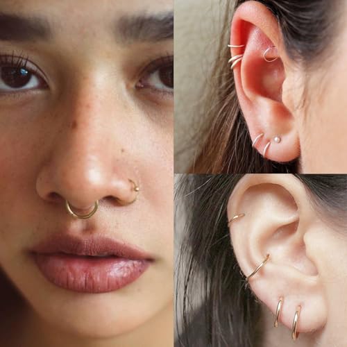 Thumbnail 3 de DAI JY Titanium Nose Ring Hoop (20G/18G/16G) with 6–10mm Inner Diameter – Gold-20g, 7mm