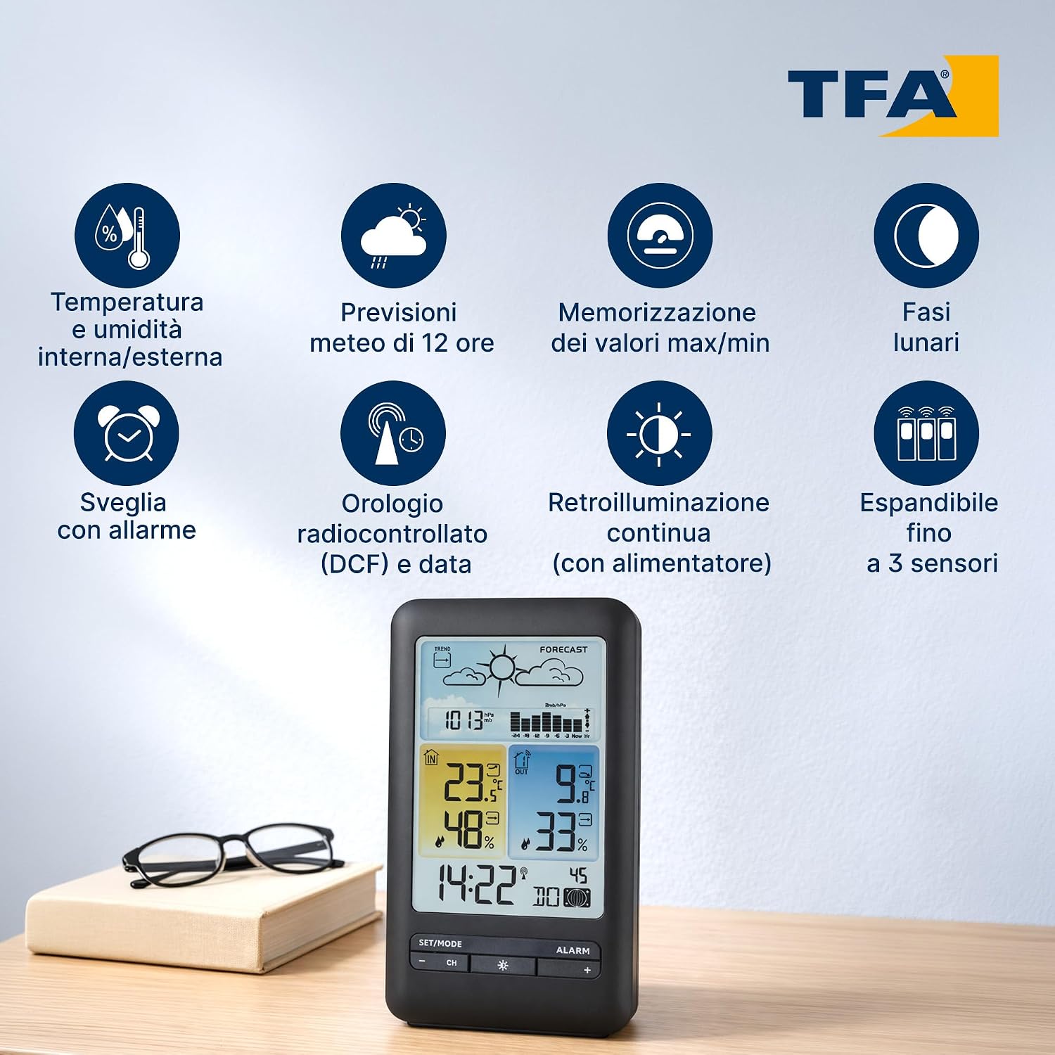 Thumbnail 4 de Station météo sans fil TFA Dostmann 35.1165.01 — prévisions, pression et lune, exclusivité Amazon