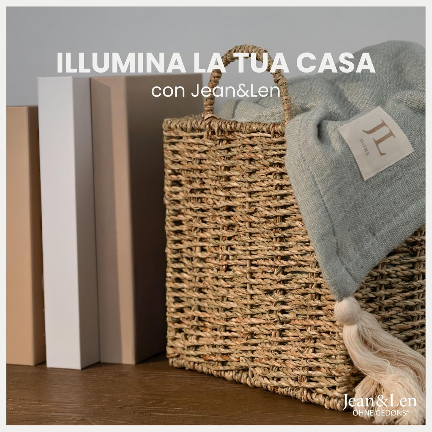 Thumbnail 5 de Cesto portaoggetti rettangolare in erba marina Jean & Len – 22 × 22 × 26 cm, versatile per asciugamani, cosmetici e accessori