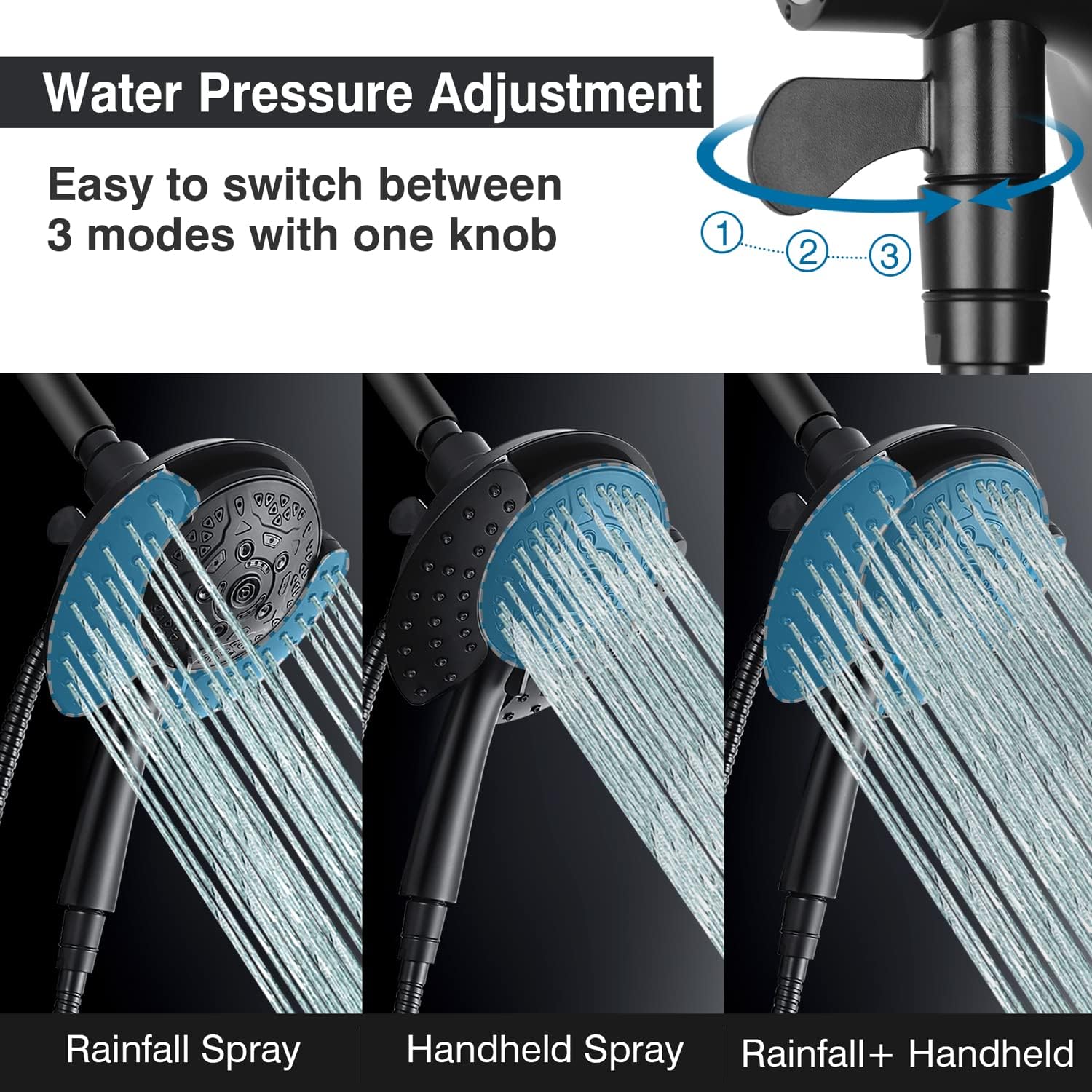 Detalle 2 de INAVAMZ 2-in-1 Rain Handheld Shower 7.2in