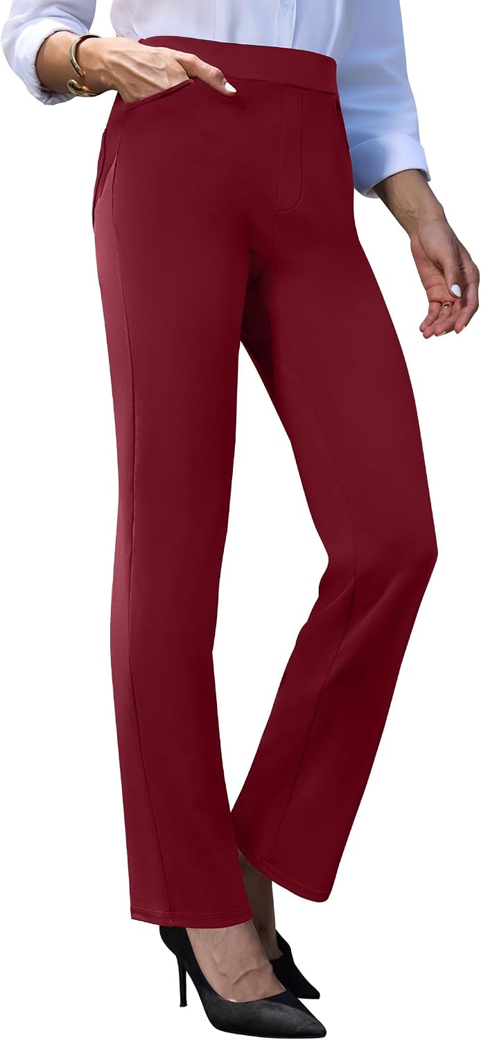 Thumbnail 1 de keriffe Women's Stretchy Yoga Dress Pants, Straight Leg, 4 Pockets, High Waist