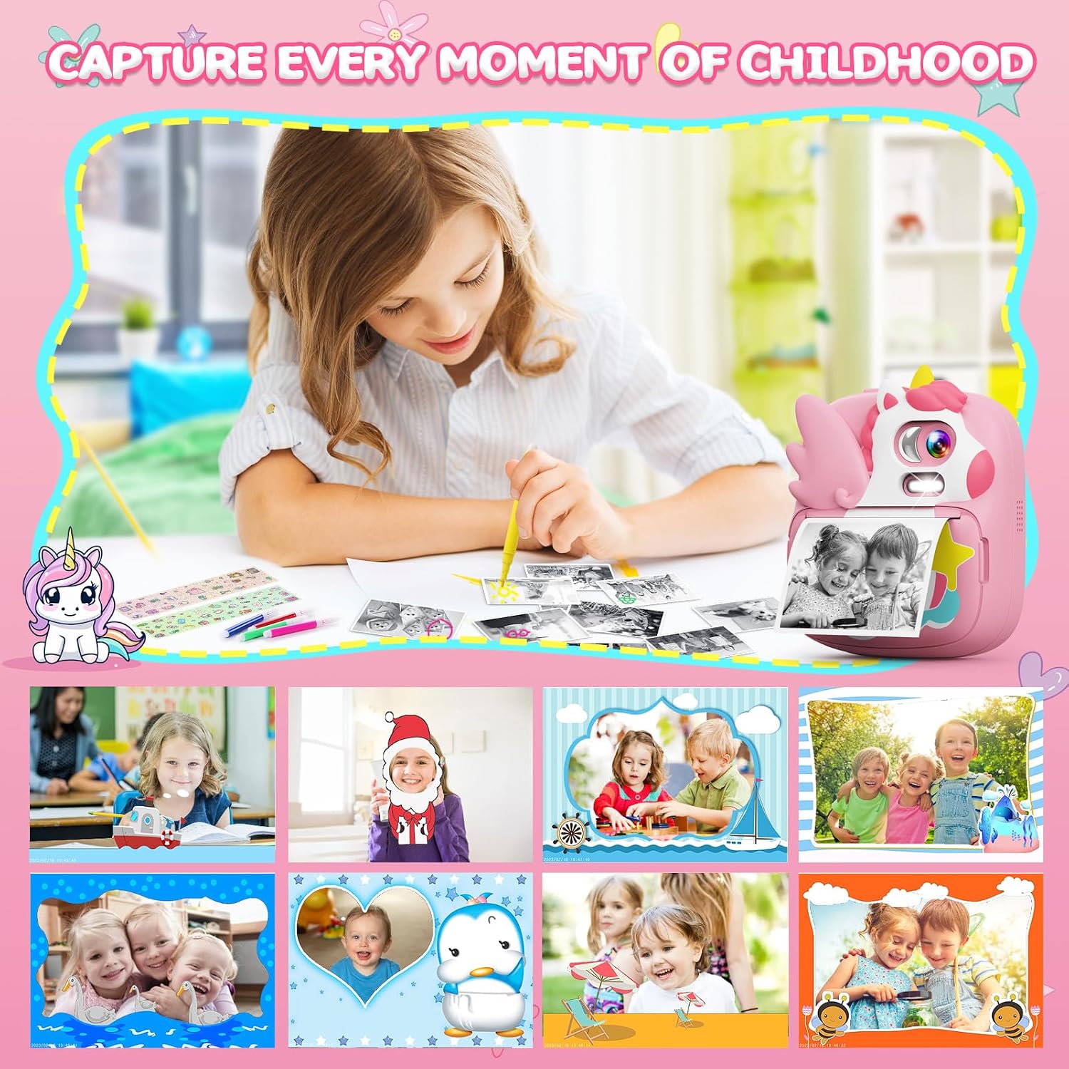 Thumbnail 3 de CAMCLID Kids Instant Camera 2.4" with 32GB card