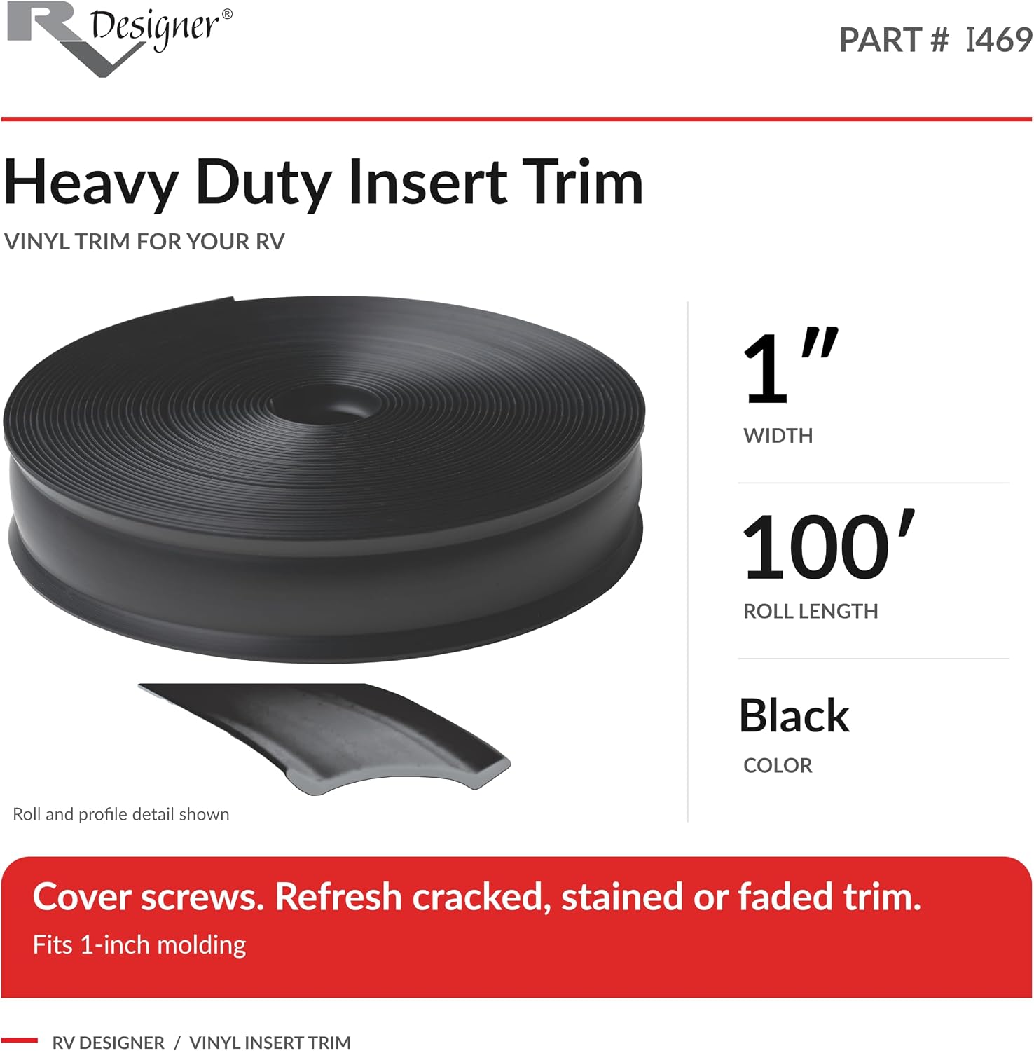 Detalle de RV Designer Vinyl Trim Insert, 1" x 100