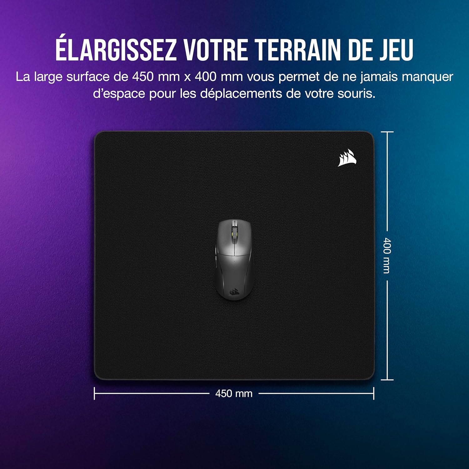 Thumbnail 5 de Tapis de souris Corsair MM500 v2 en tissu hybride grand format 45 x 40 cm, noir