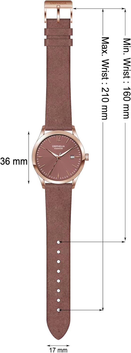 Detalle de Orphelia Fashion Orologio da polso da donna, analogico, Suede in Pelle – cassa oro rosa
