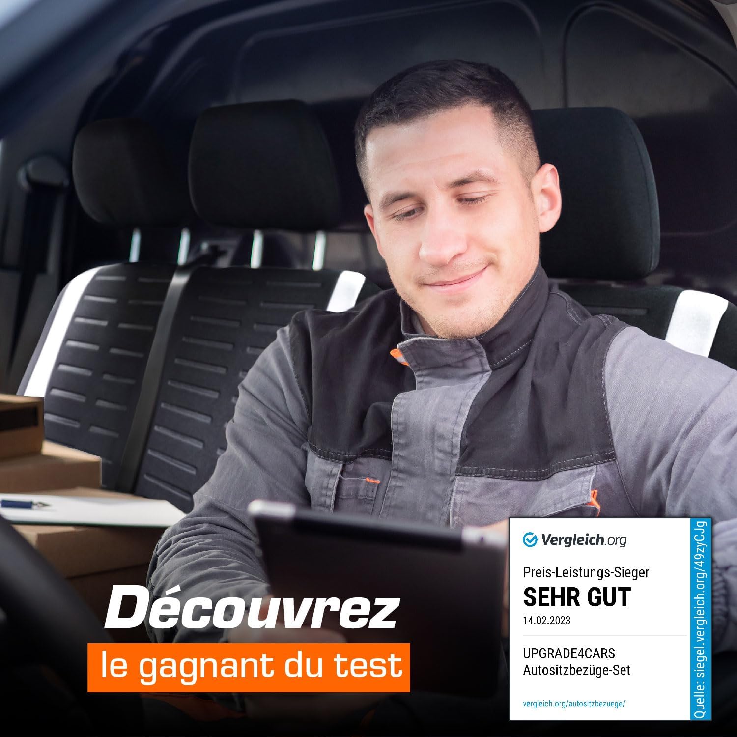 Detalle de Upgrade4cars Housses de Siège de Voiture Universelles – Noir et Blanc, Pack 5
