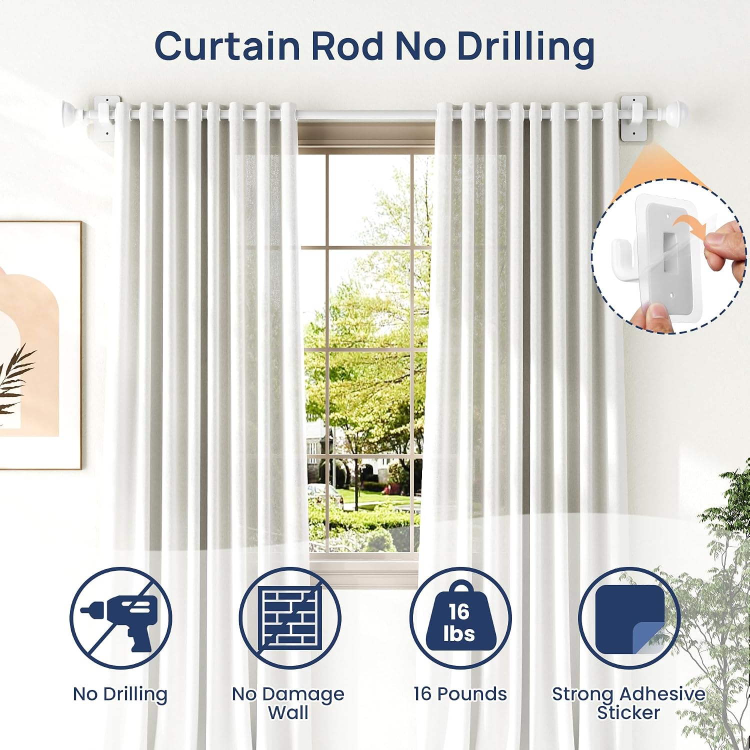 Thumbnail 4 de ENJOYBASICS No Drill Curtain Rods