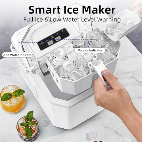 Detalle de COZYBRITE Ice Maker Machine Portable Countertop: 14kg/24h, 2 Cube Sizes, Self-Cleaning