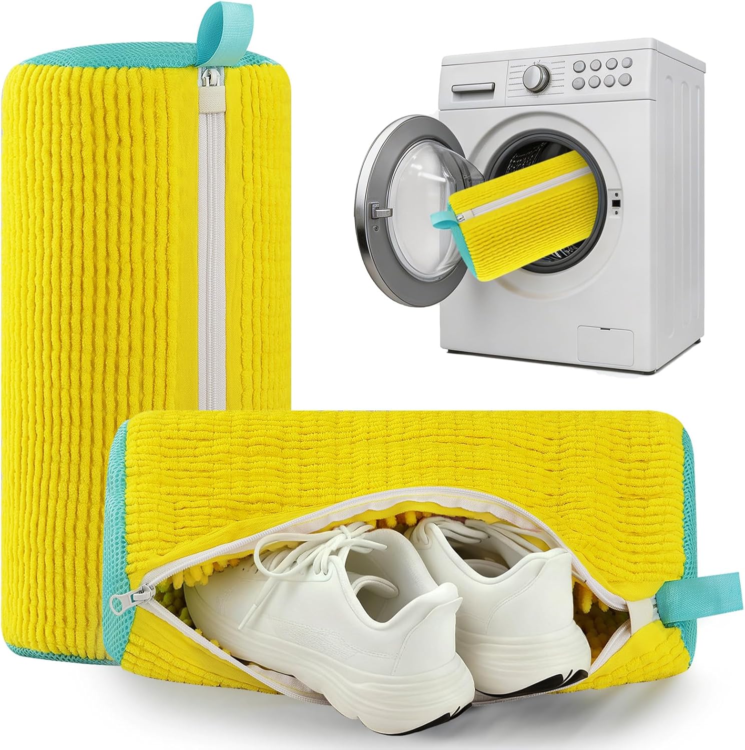 Shoe Washing Machine Bag Trainer Shoe Bag Laundry with Zips 360° Cleaning (Yellow, 2 Pack)
