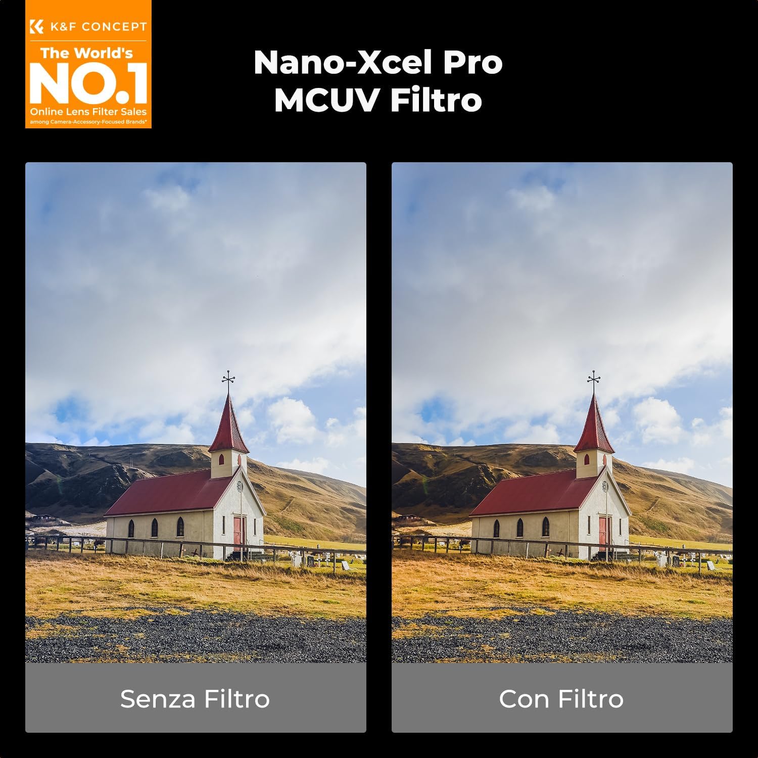 Thumbnail 1 de K&F CONCEPT Nano-Xcel Pro 58mm filtro UV con cornice in ottone ultrasottile e vetro HD 99,8% (senza vignettatura)