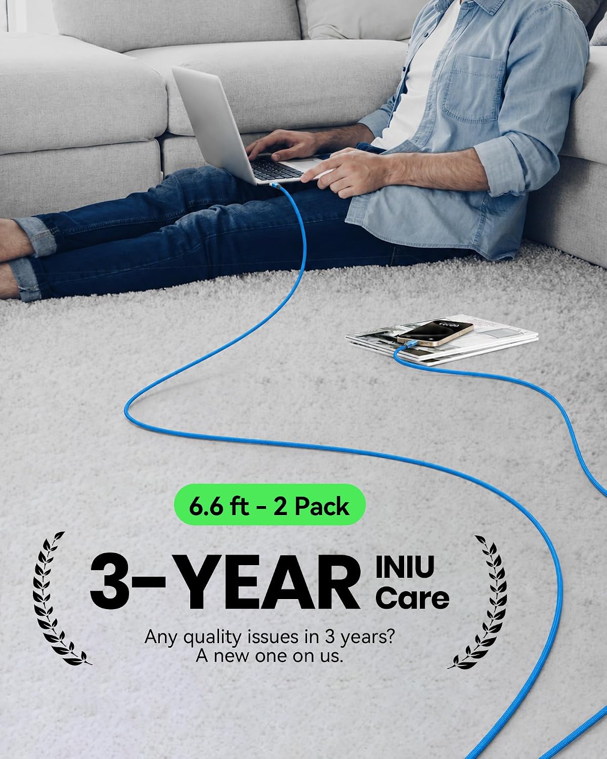 Thumbnail 6 de INIU 100W USB-C Cable 6.6ft 2-Pack for Fast Charging 🔌