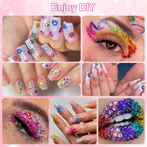 Thumbnail 7 de CANVALITE 48000pcs Nail Art Rhinestones Kit (3mm, 48 Colours) with Tweezers, Pen & Spoon