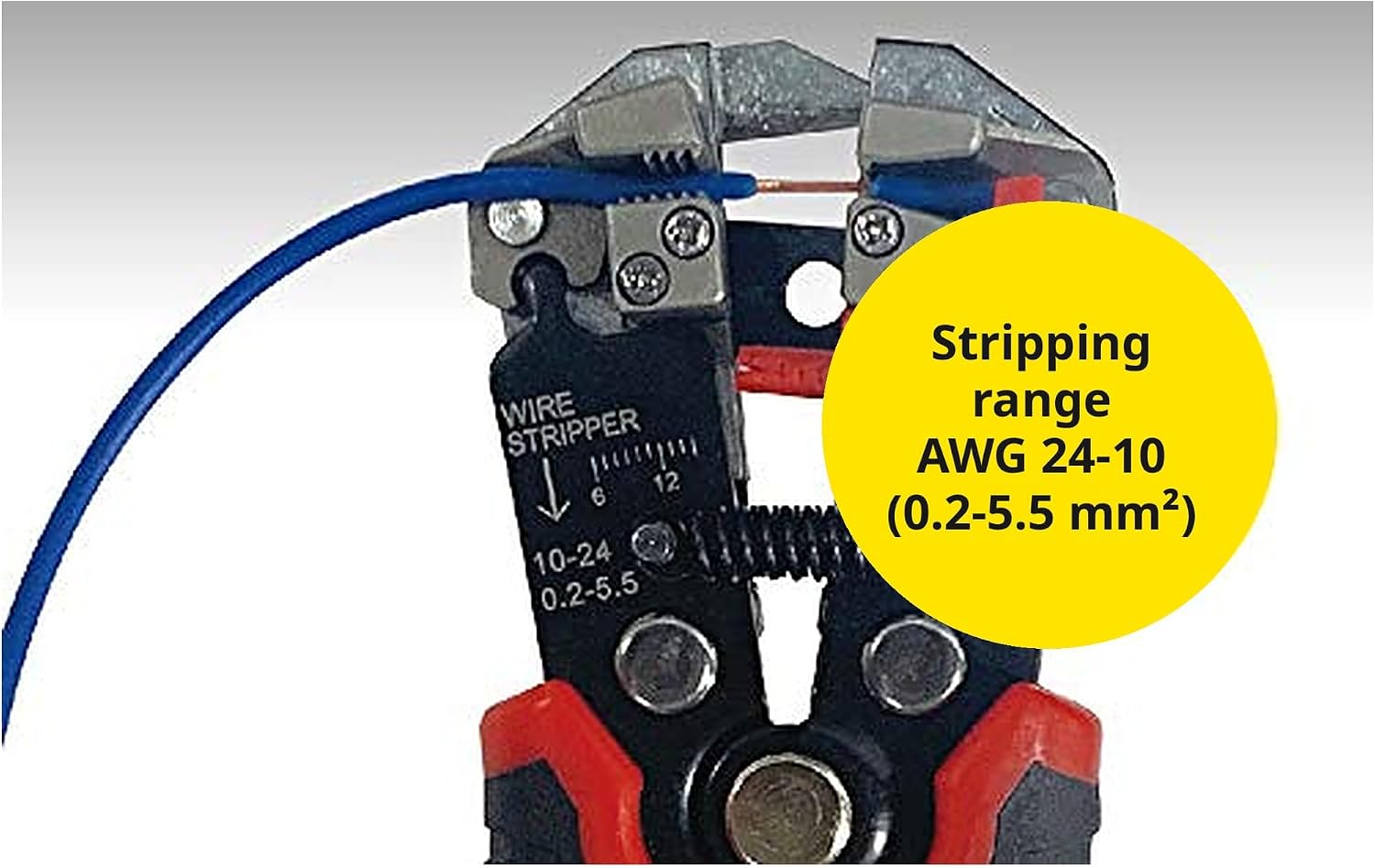 Detalle 2 de トネ(TONE) AWS-200 オートワイヤーストリッパー レッド、切断・圧着対応、剥離長さ調節ゲージ付