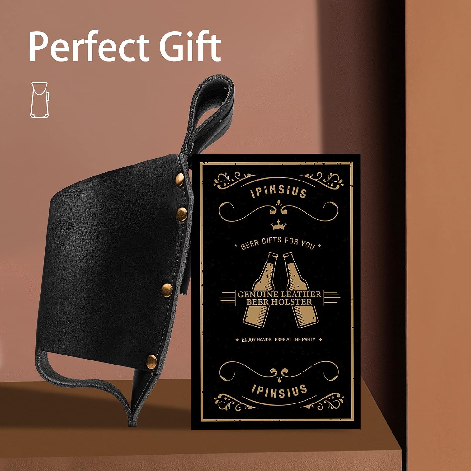 Detalle 2 de iPihsius Bier Holster Vintage Leder für 340 ml