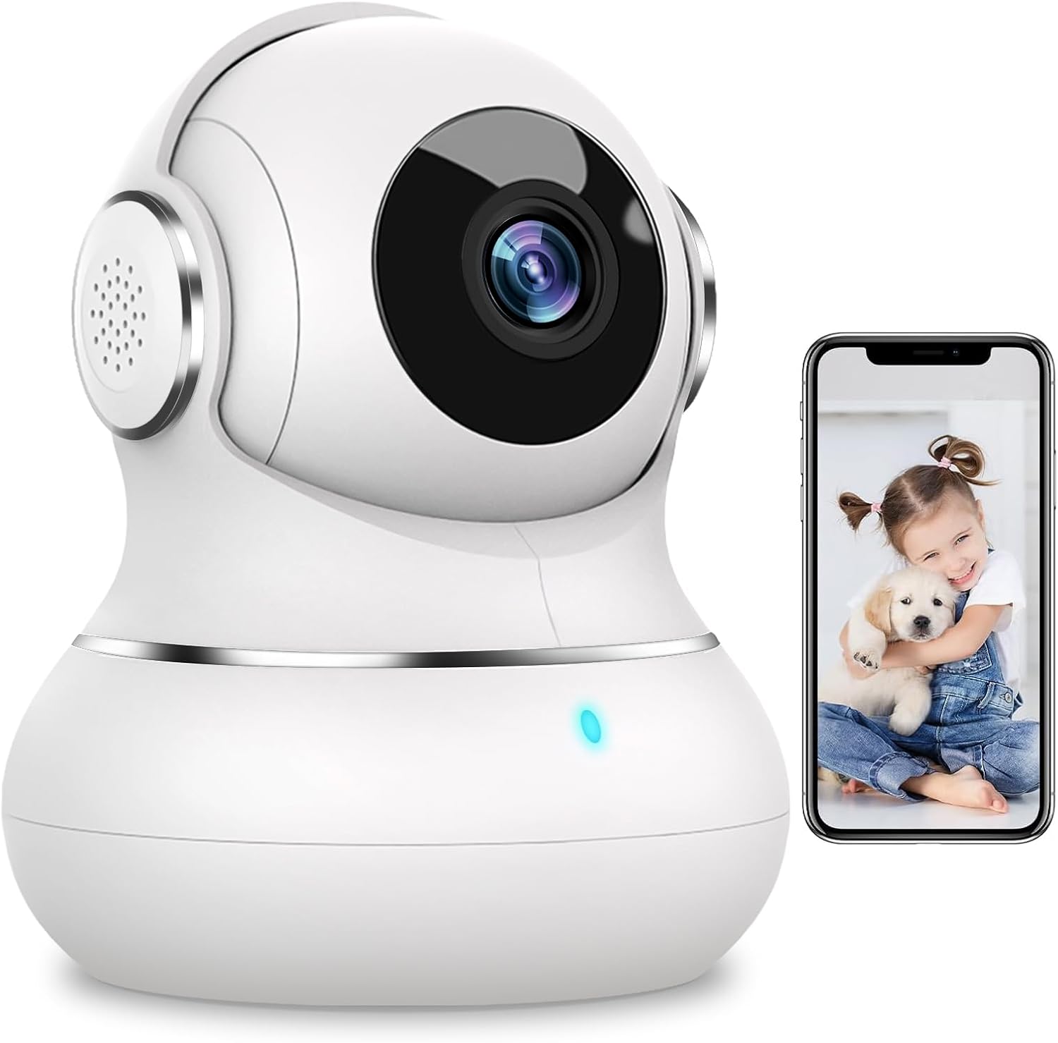 Detalle de litokam Little Elf Indoor Camera (2K) 360° Wi‑Fi Pet Camera with App Control, Two-Way Audio & IR Night Vision