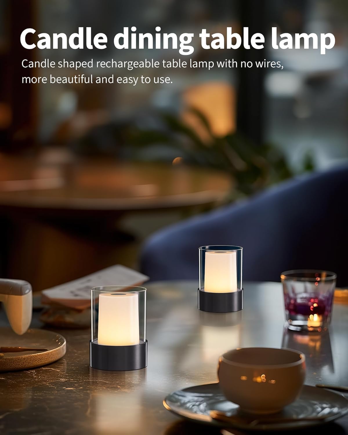 Detalle 2 de PUSU CA007 Rechargeable Table Lamp Set of 2, Cordless Touch Dimming