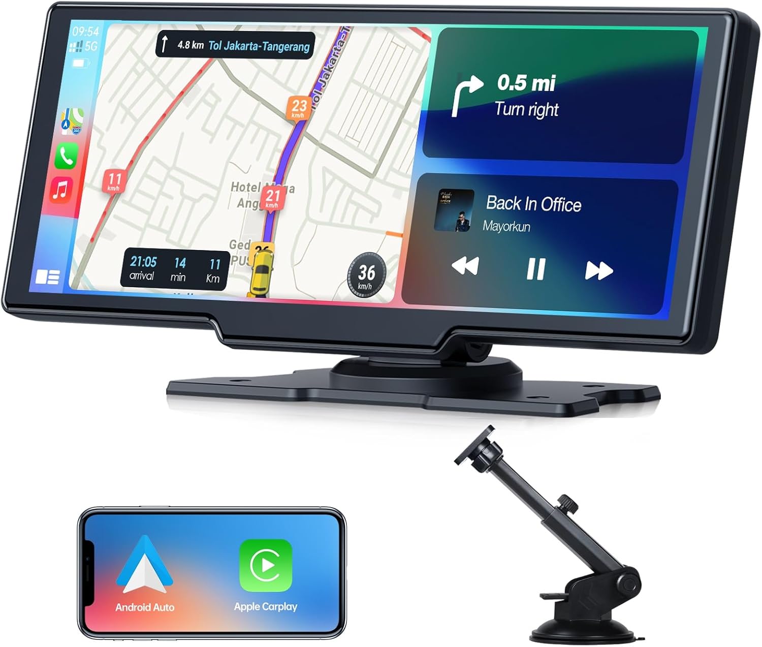 Detalle de Volam 9.26 pollici: Autoradio portatile CarPlay/Android Auto wireless con touchscreen