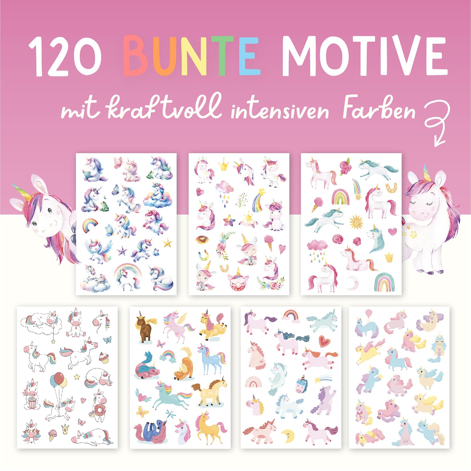 Thumbnail 1 de Famifidus 120 Kinder-Tattoos hautfreundlich – temporäre Tattoos für Mädchen & Jungen (Made in Germany)