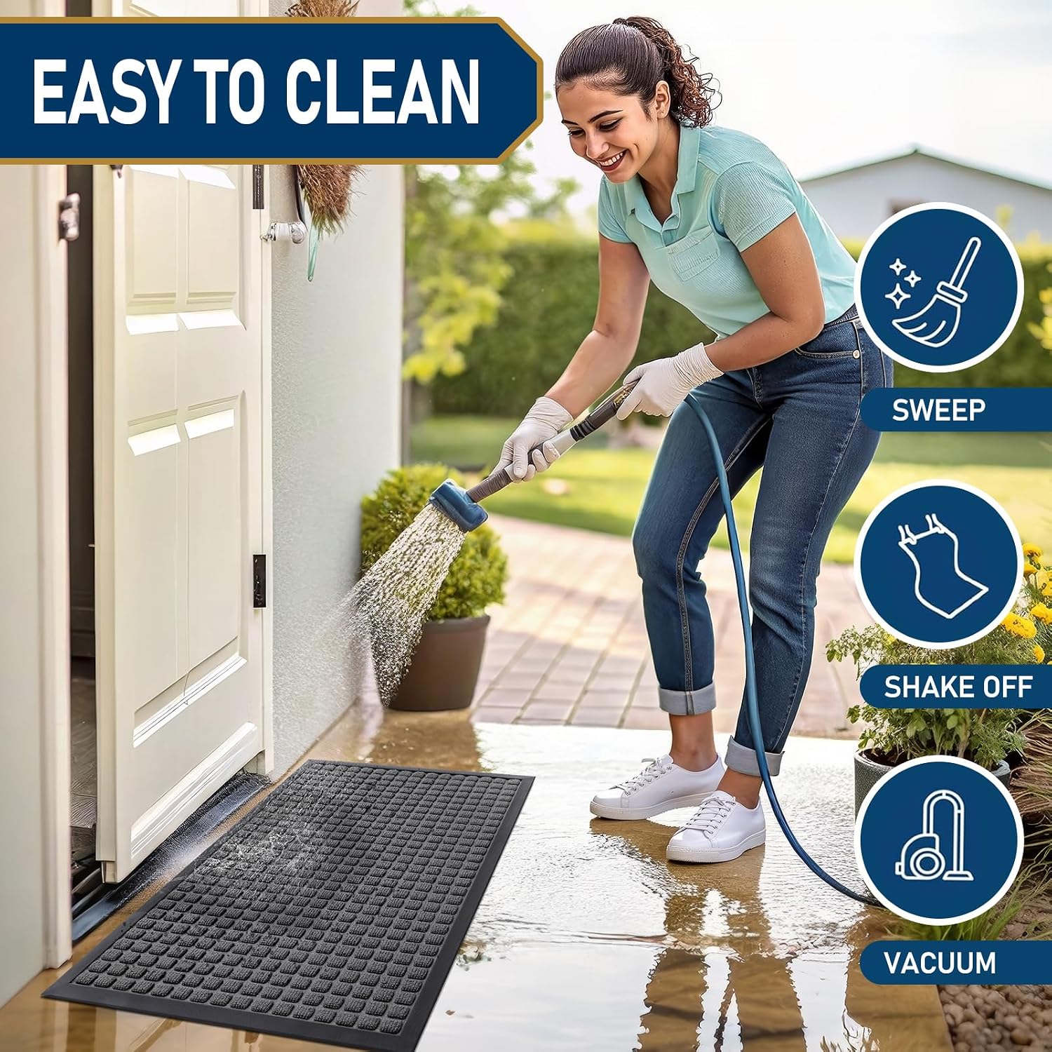Thumbnail 4 de Smiry 29.5x17 Inch Rubber Doormat — Non Slip Entryway