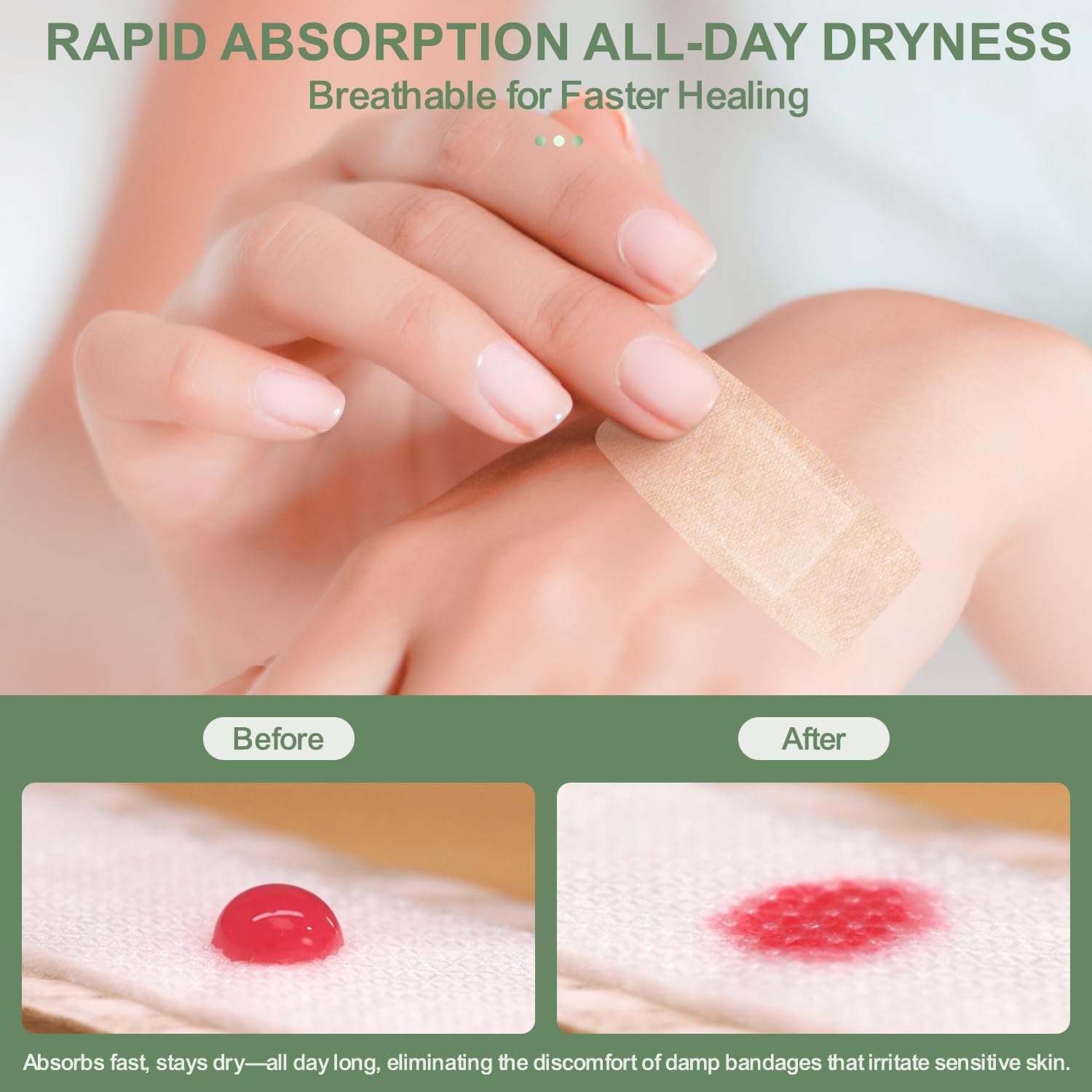 Thumbnail 6 de Hysimedy Silicone Adhesive Bandages (Large) 2"x4" — Latex-Free Hypoallergenic Flexible Fabric, 20 Count