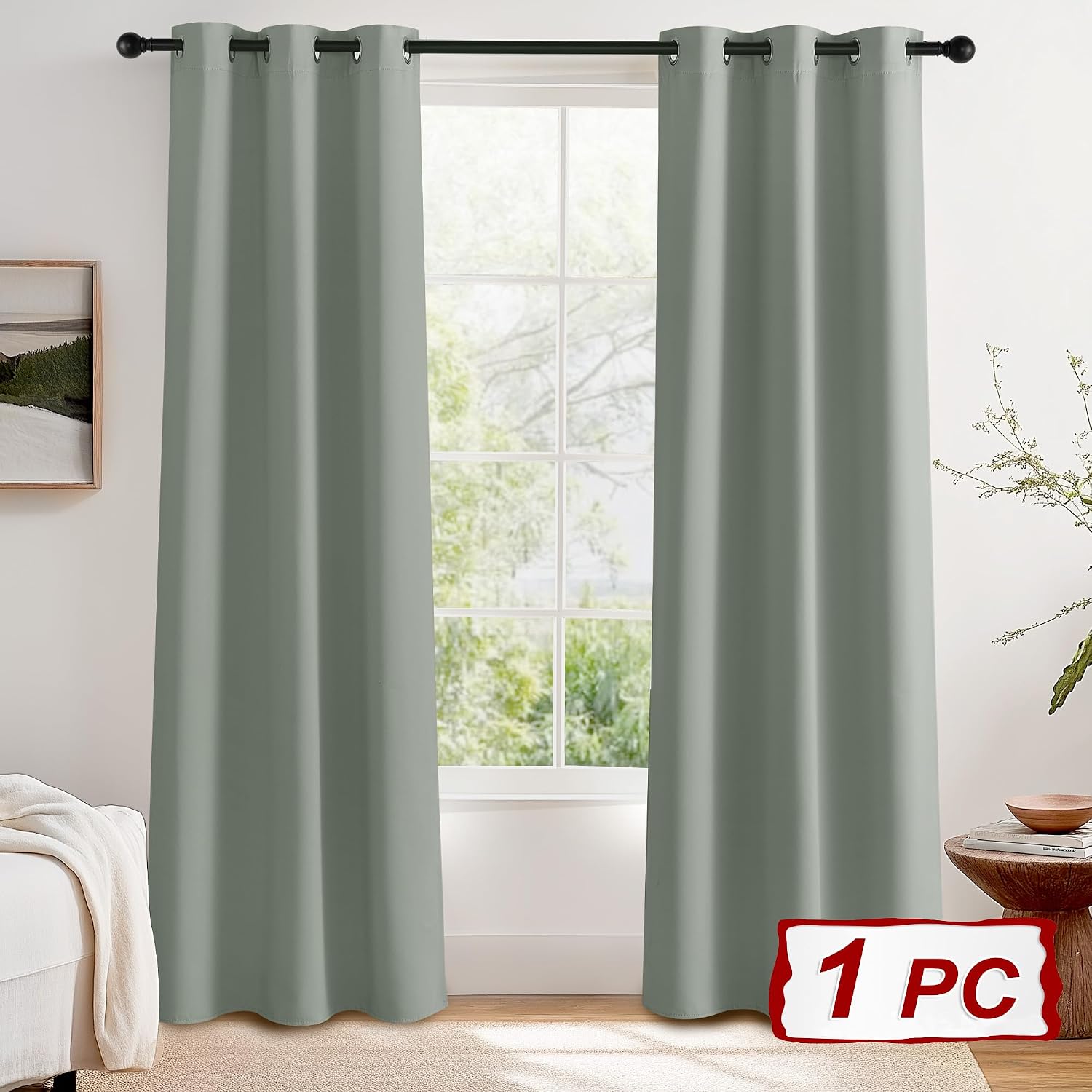 Detalle 2 de PONY DANCE Sage Green Blackout Curtain 84in drop 🪟