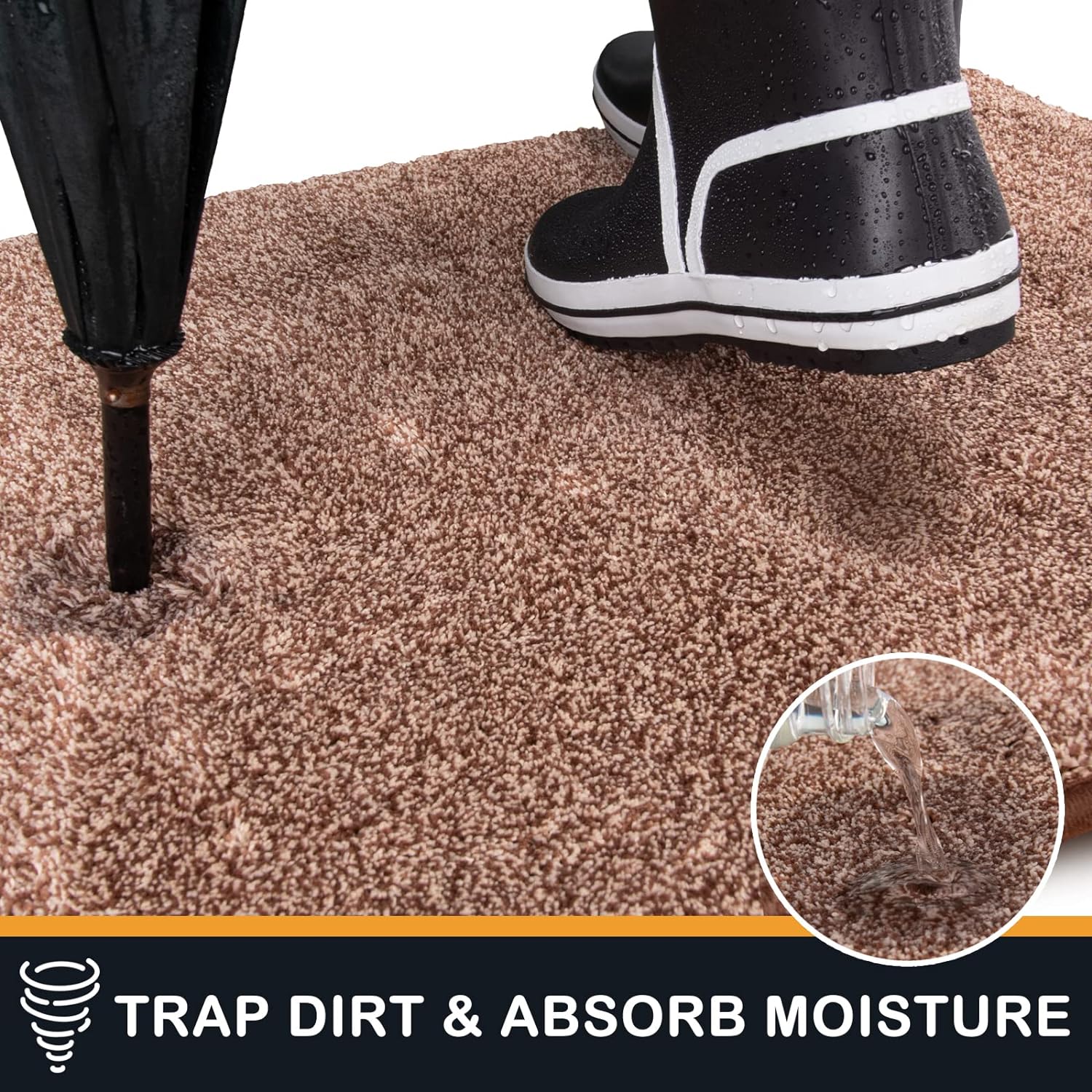 Detalle de PURRUGS Dirt Trapping Door Mat 80 x 120 cm – Non-Slip, Machine Washable Entry Rug