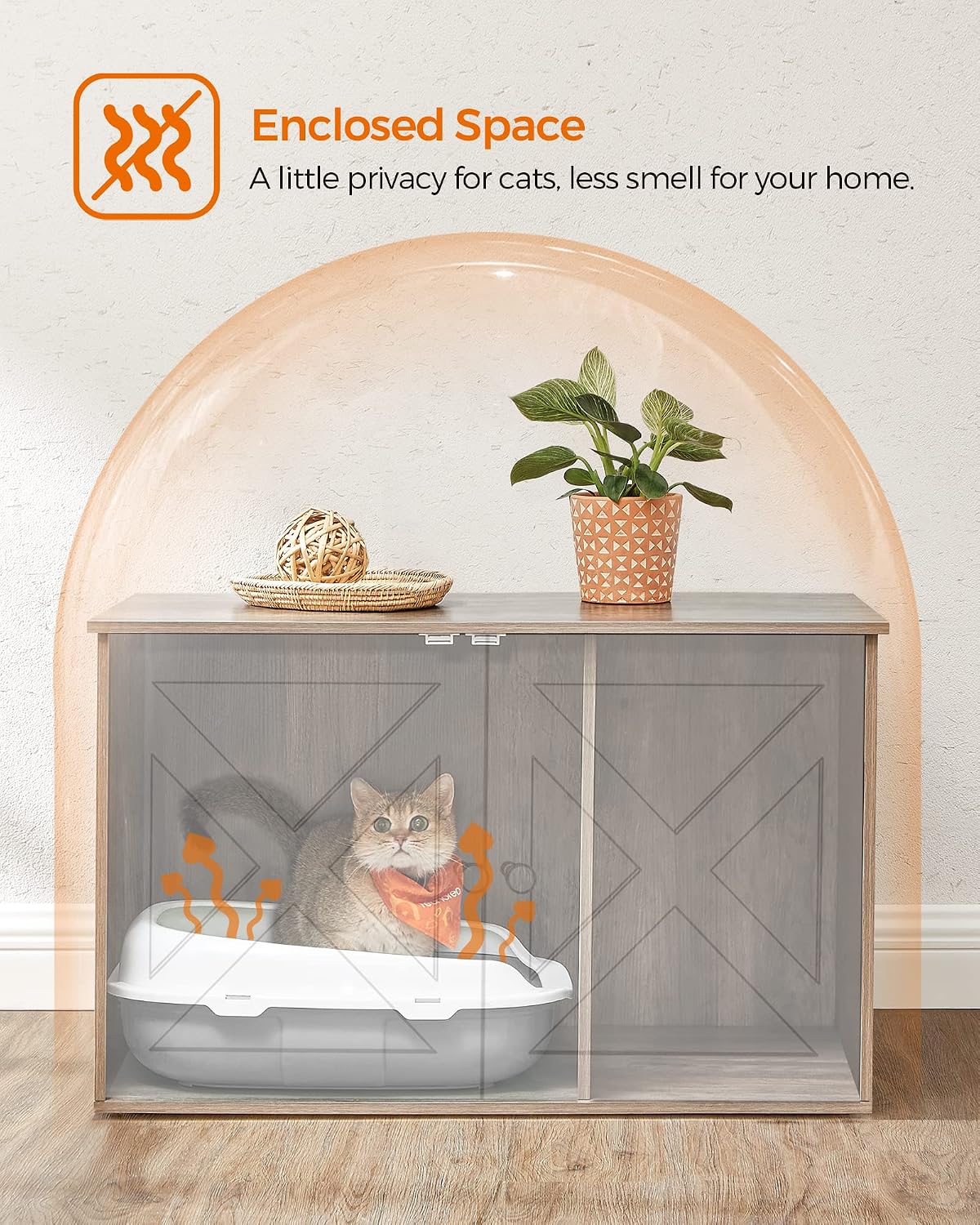 Detalle 2 de Feandrea Cat Litter Box Enclosure, 31.5 x 20.9 x 19.7 Inches