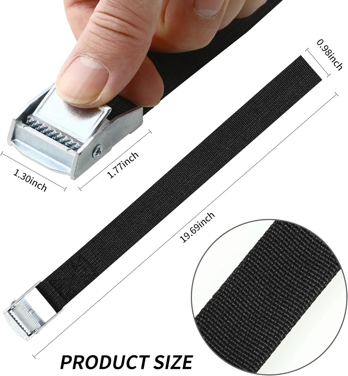 Detalle de 10er-Pack Spanngurt mit Klemmschloss, 25 mm x 50 cm – Zurrgurt nach DIN EN 12195-2