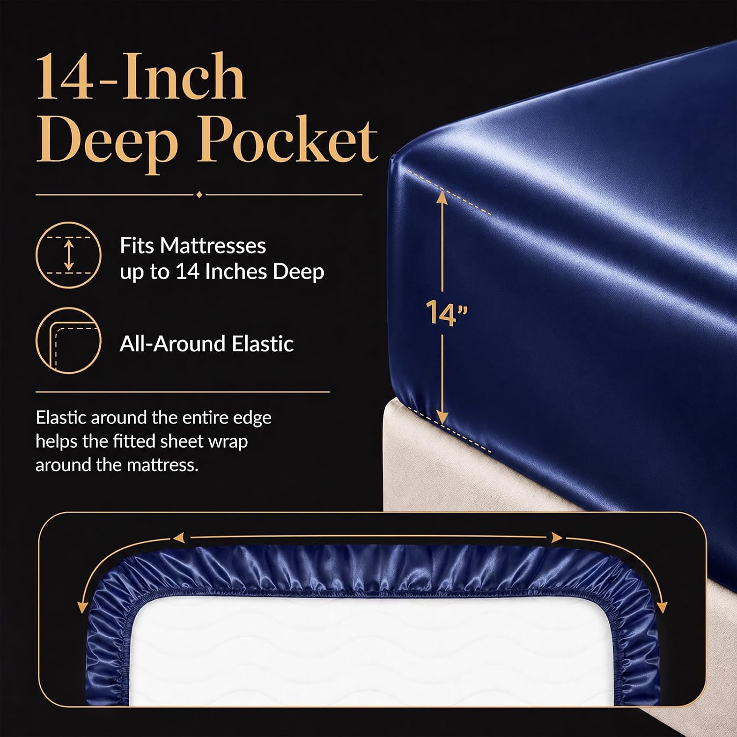 Detalle 1 de CozyLux Satin Sheet Set, Queen