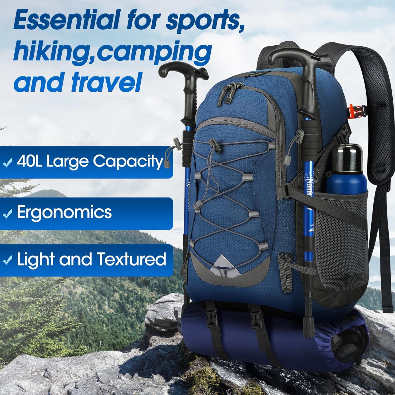Thumbnail 6 de IGOLUMON Sac à Dos Randonnée 40L Ultraléger et Pliable – Imperméable pour Homme et Femme