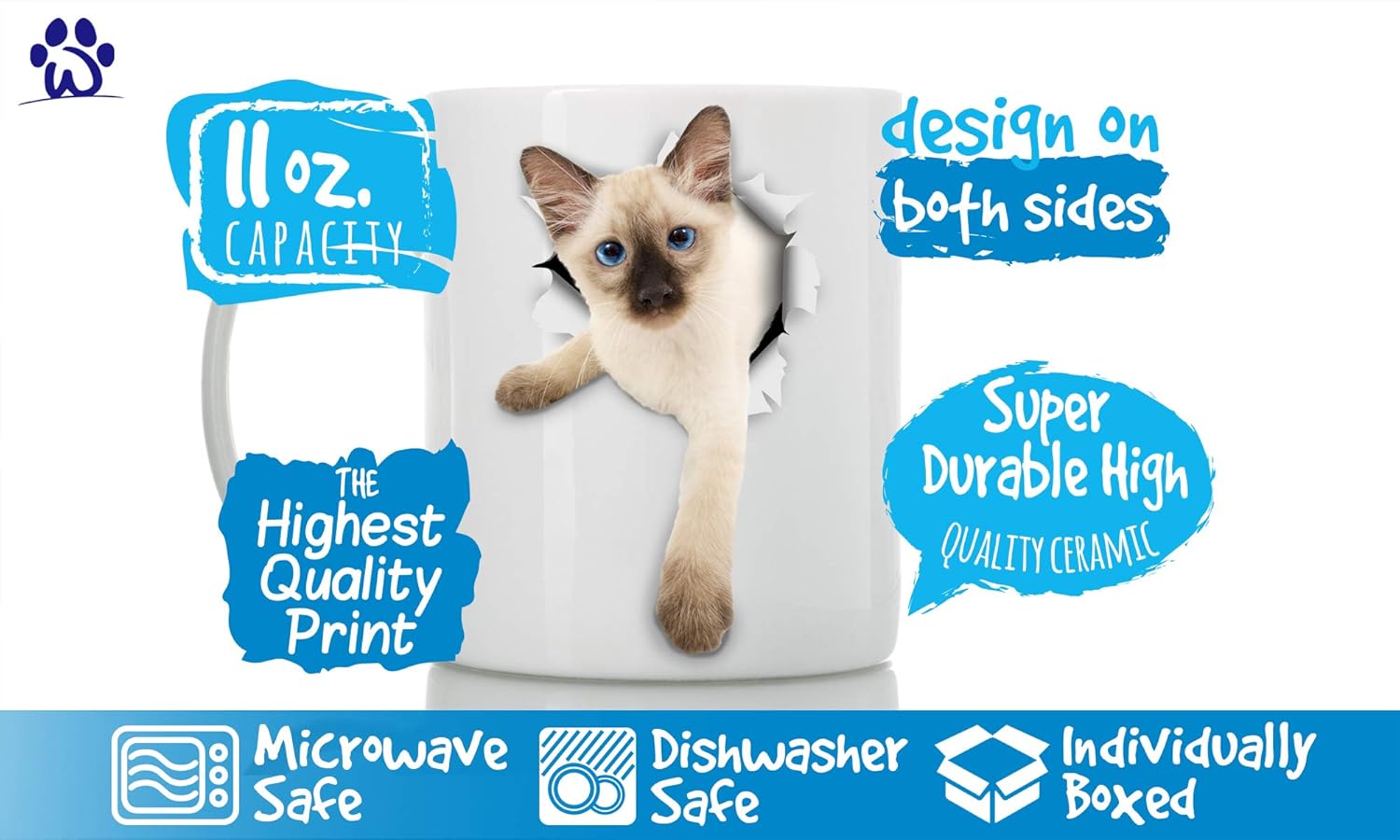 Detalle de Siamese Kitty Cat Coffee Mug - Ceramic Funny Mug