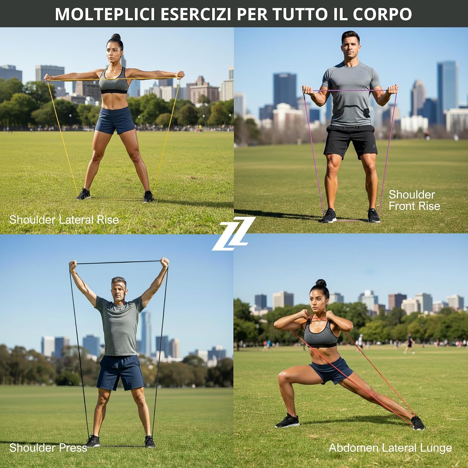 Detalle de Bande di Resistenza ZZGO — Set da 3 o 5 elastici per allenamento completo a casa