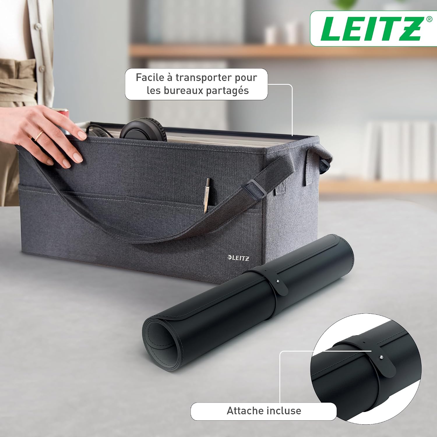 Thumbnail 2 de Tapis de bureau grand format Leitz — Sous-main imperméable 80x40 cm, noir