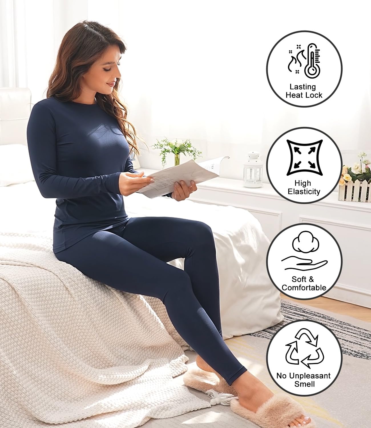Thumbnail 5 de wirarpa Women's Thermal Underwear Set fleece-lined base layer for winter