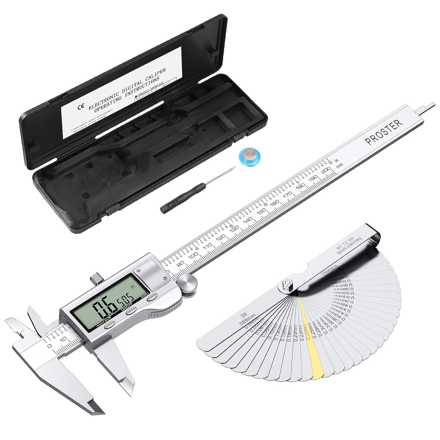 Thumbnail 6 de Proster Digital Vernier Caliper, 200mm/8-inch with 32 Feeler Gauges
