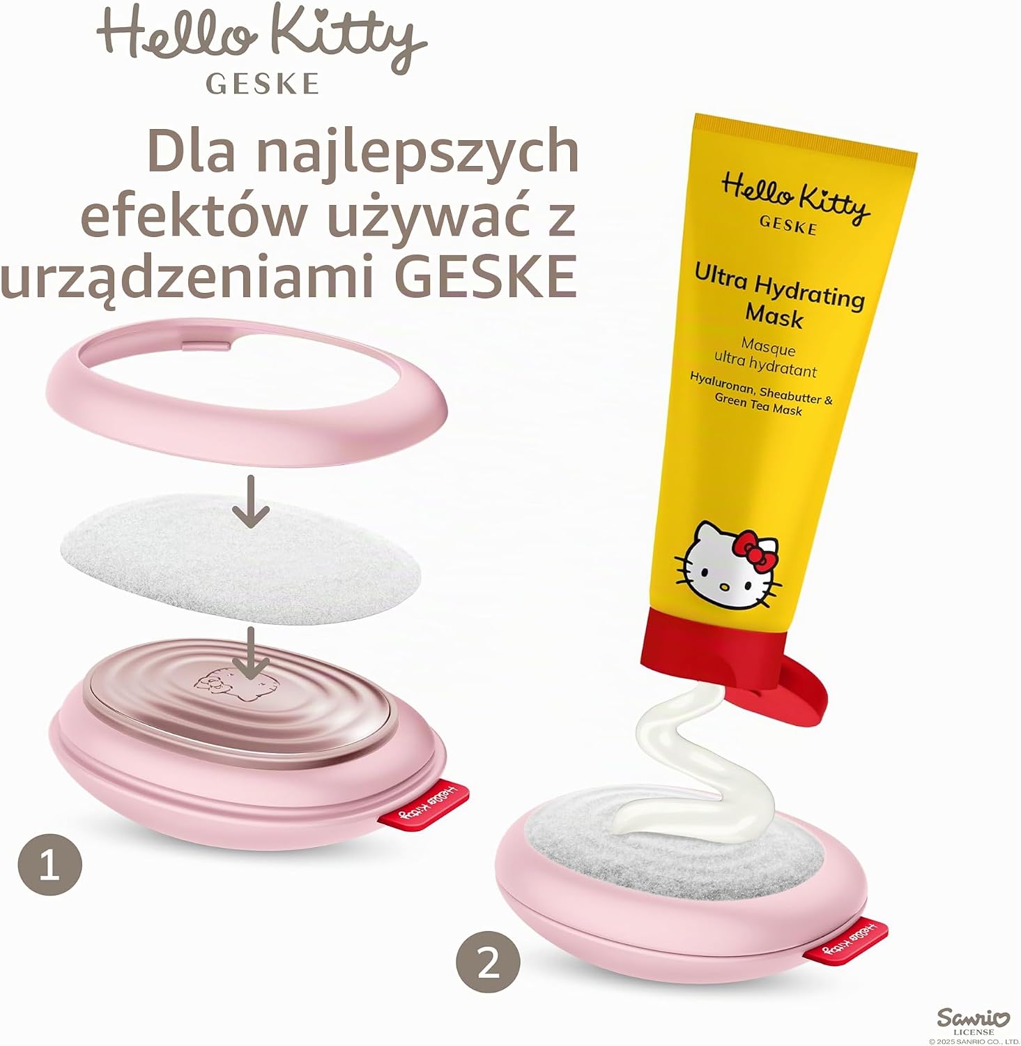 Detalle 1 de GESKE x Hello Kitty SmartAppGuided™ 8 w 1 – soniczna maska LED, ciepło i chłodzenie
