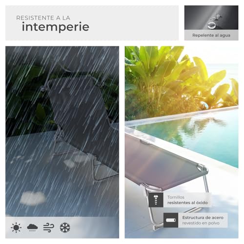 Thumbnail 7 de tectake Set de 2 tumbonas de jardín plegables con parasol y respaldo regulable (gris) – hasta 110 kg