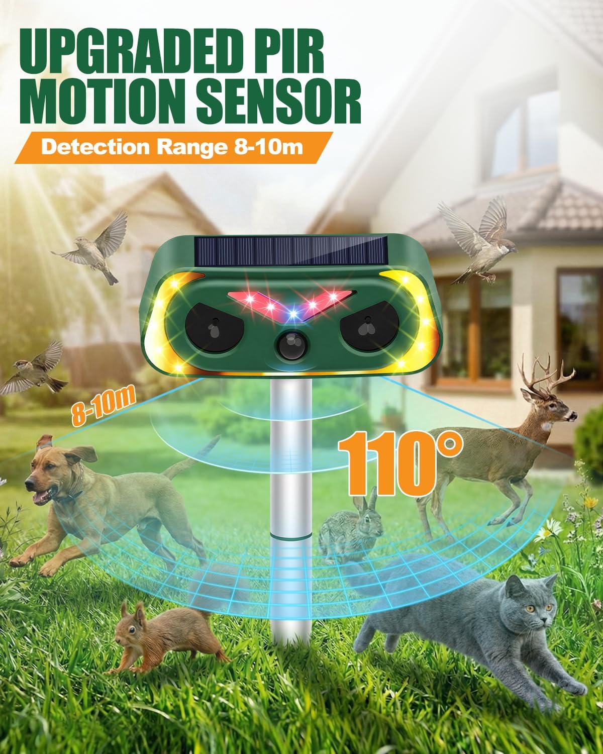 Thumbnail 1 de Ultrasonic Cat Repellent for Gardens – IP65 Waterproof, Solar-Powered Outdoor Deterrent