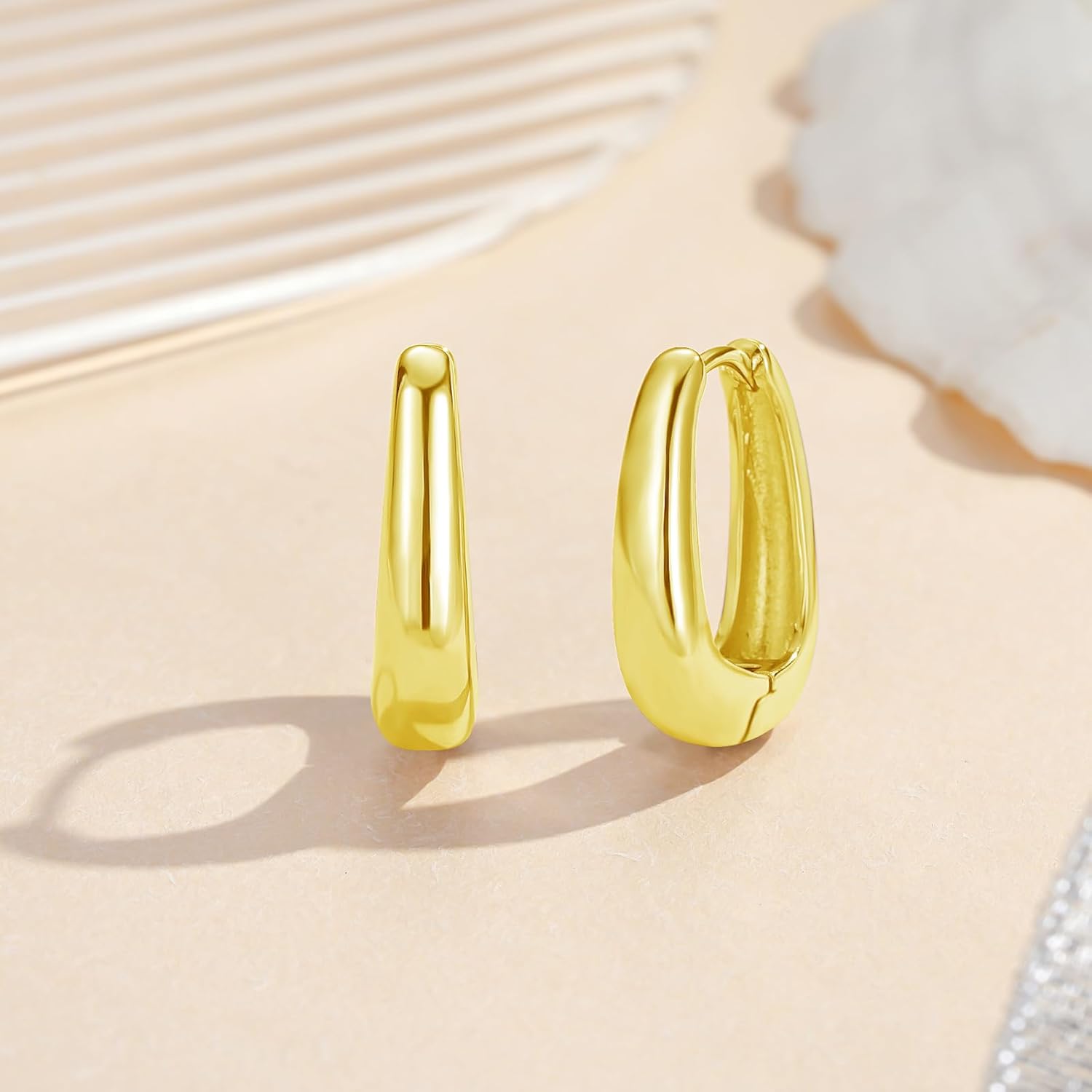 Thumbnail 2 de Loutade 925 Sterling Silver Twisted Hoop Earrings with Zircon – Hypoallergenic Sleeper Huggies