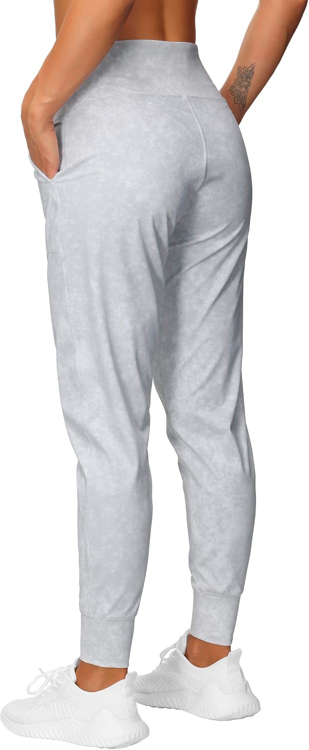 Detalle de THE GYM PEOPLE Joggers donna in tessuto 80% poliammide e 20% elastan, vita alta per yoga, fitness e tempo libero